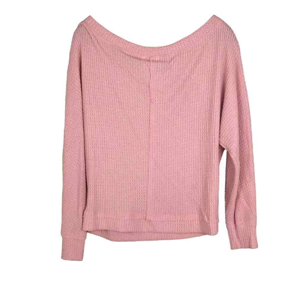 Caslon Womens Small Blush Pink Thermal Top Boat Neck Dolman Sleeve Waffle Knit